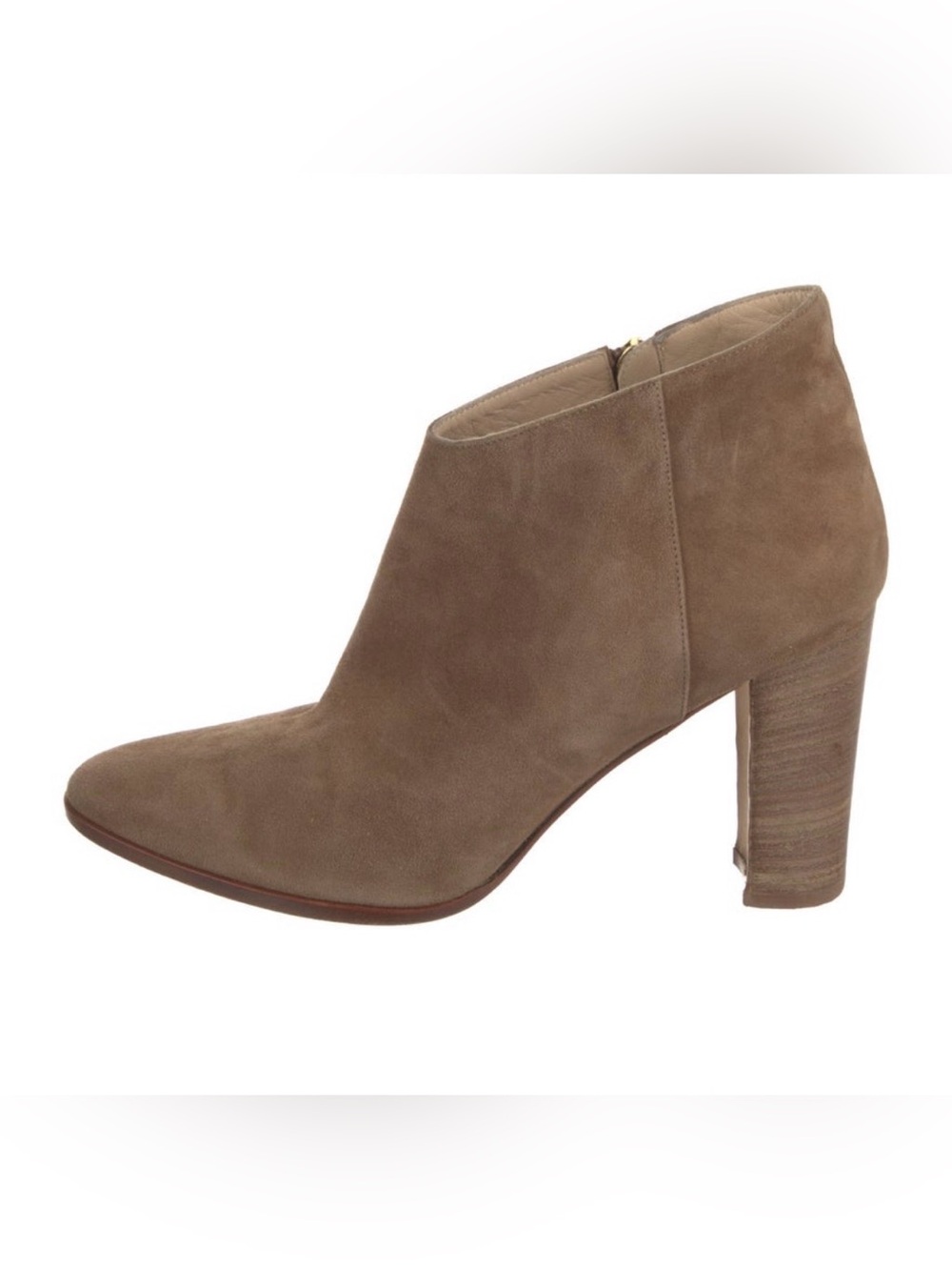Manolo Blahnik Taupe Suede Pointed Ankle Bootie